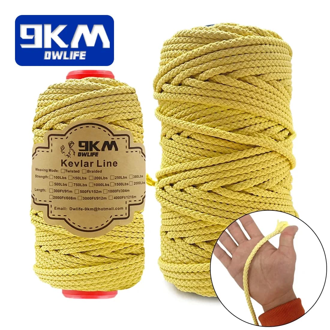 Kõrge tugevusega Kevlar punutud nöör, 1.6-6.8mm