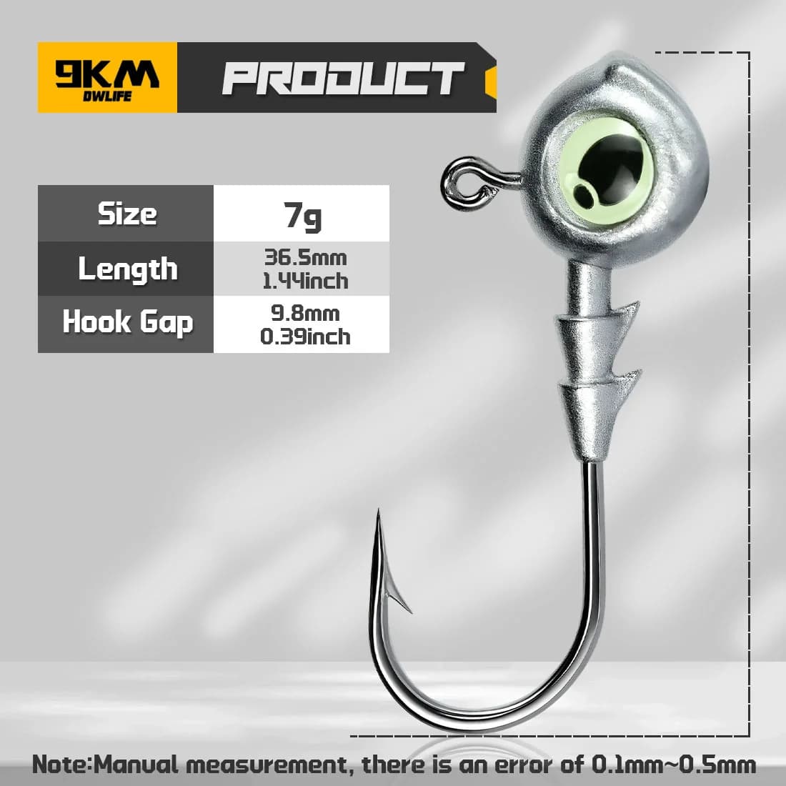 10 tk helendavaid jig-pea konkse, 3,5g–10g